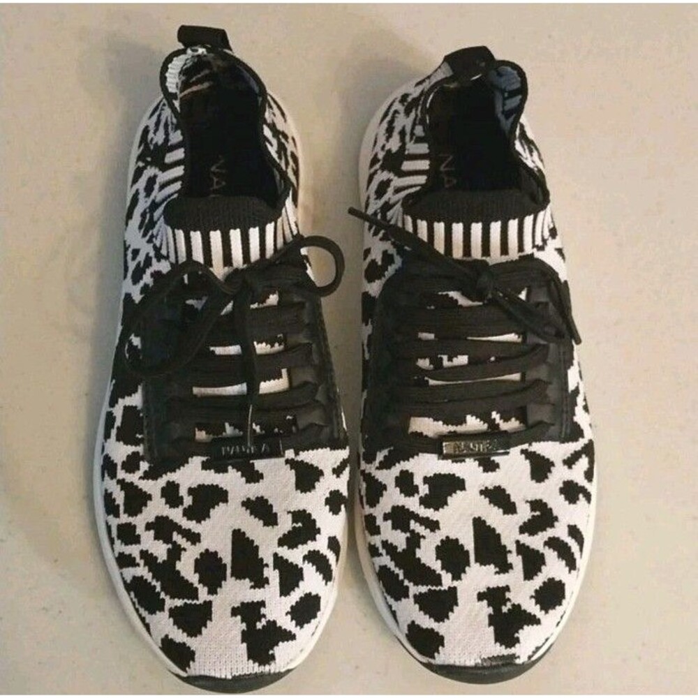 Nautica Womens Slip On Knit Sneakers Size 6.5 Leopard Animal Print Casual Shoes